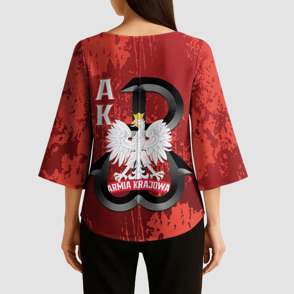 Home Army Poland Kimono Sleeve Blouse Armia Krajowa Kotwica Grunge Style