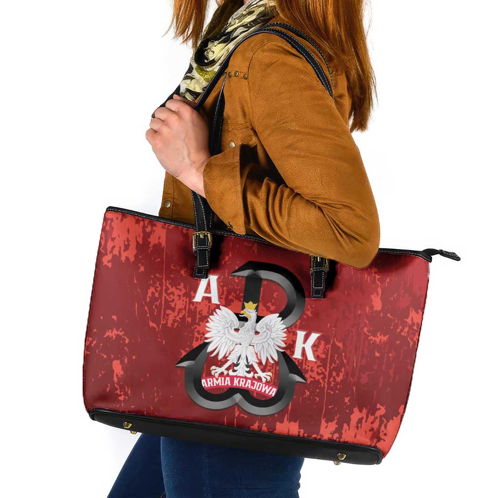 Home Army Poland Leather Tote Bag Armia Krajowa Kotwica Grunge Style