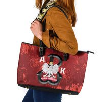 Home Army Poland Leather Tote Bag Armia Krajowa Kotwica Grunge Style