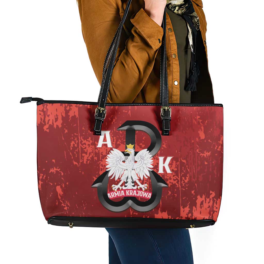 Home Army Poland Leather Tote Bag Armia Krajowa Kotwica Grunge Style