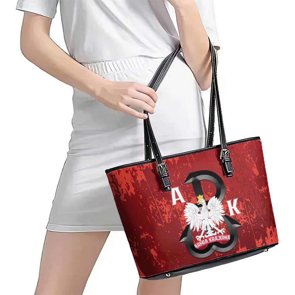 Home Army Poland Leather Tote Bag Armia Krajowa Kotwica Grunge Style