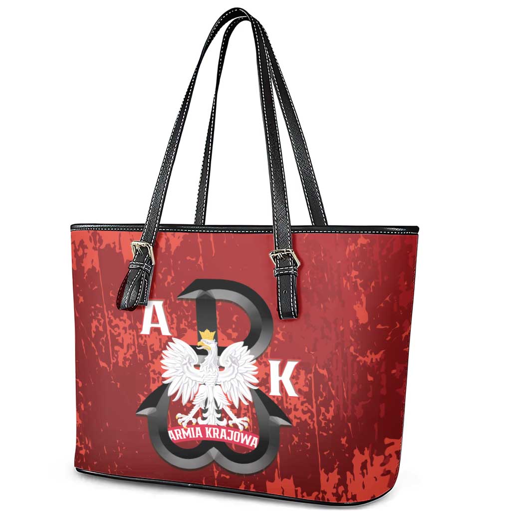 Home Army Poland Leather Tote Bag Armia Krajowa Kotwica Grunge Style