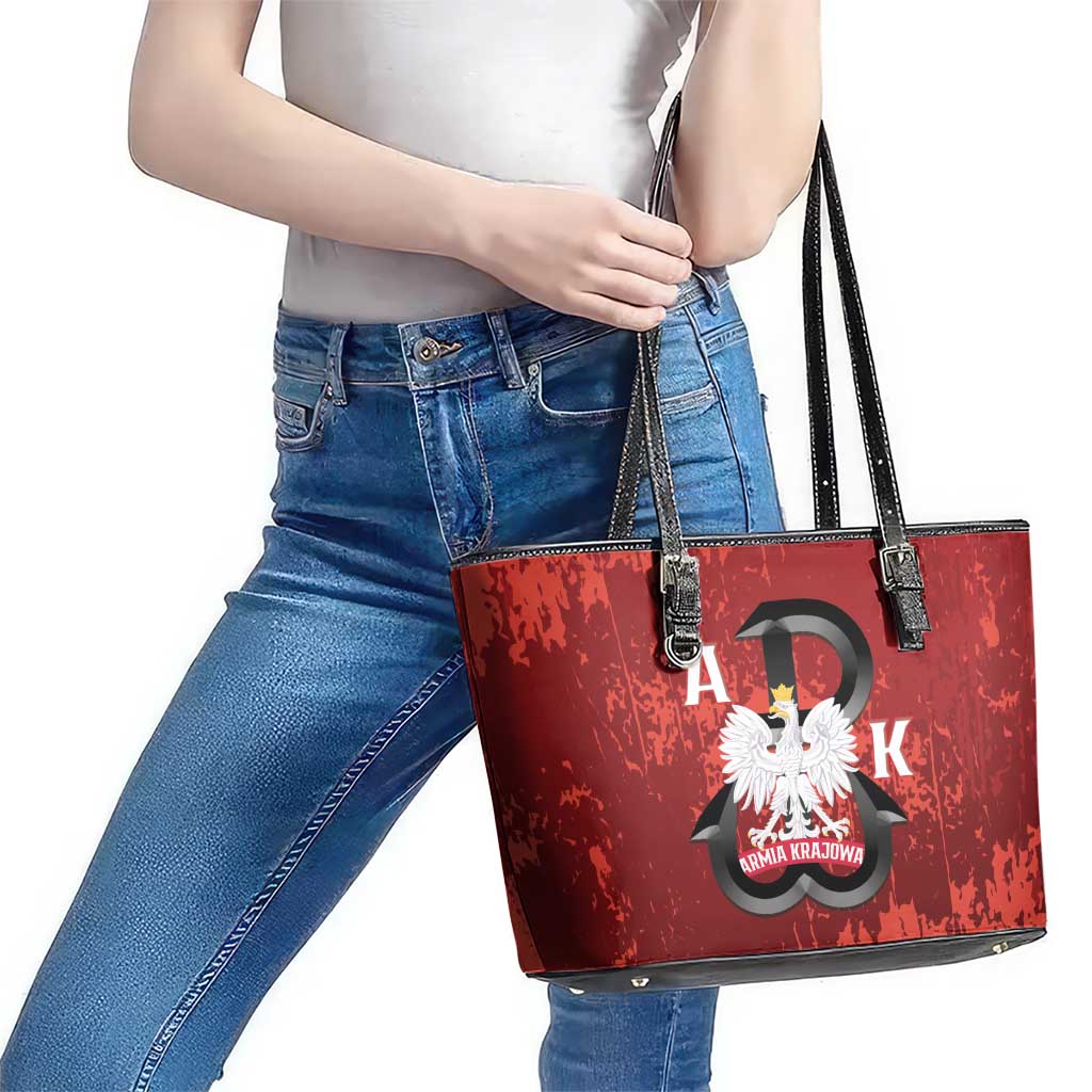 Home Army Poland Leather Tote Bag Armia Krajowa Kotwica Grunge Style