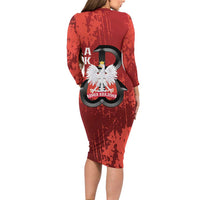Home Army Poland Long Sleeve Bodycon Dress Armia Krajowa Kotwica Grunge Style