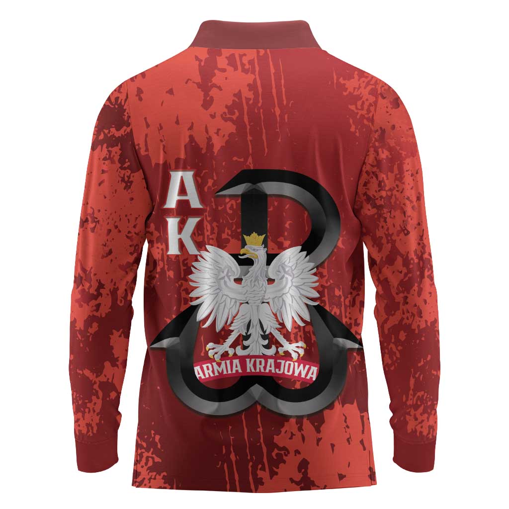 Home Army Poland Long Sleeve Polo Shirt Armia Krajowa Kotwica Grunge Style
