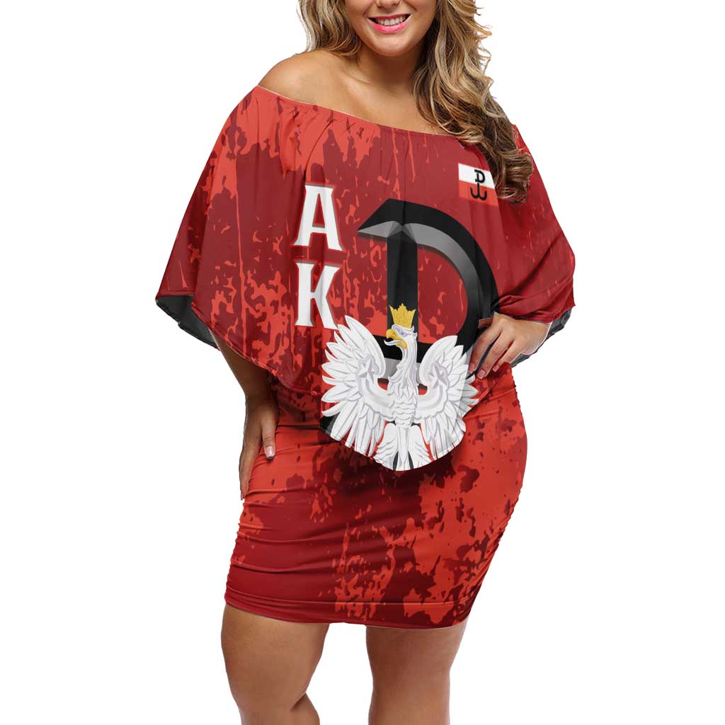 Home Army Poland Off Shoulder Short Dress Armia Krajowa Kotwica Grunge Style