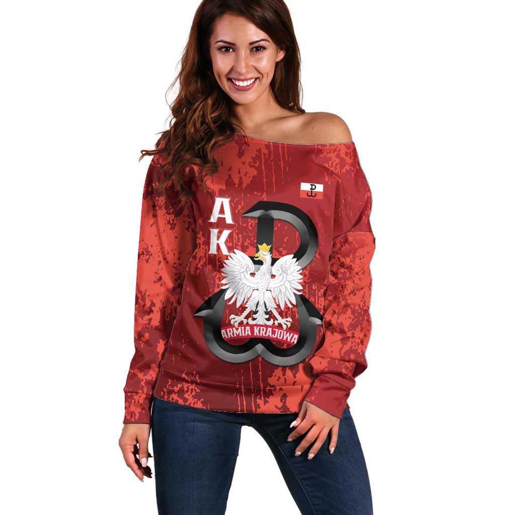 Home Army Poland Off Shoulder Sweater Armia Krajowa Kotwica Grunge Style