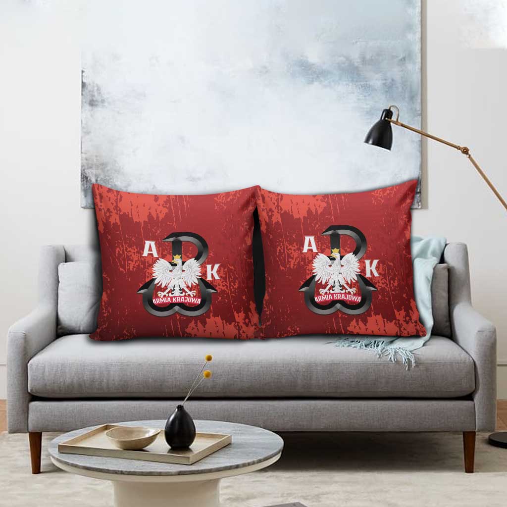 Home Army Poland Pillow Cover Armia Krajowa Kotwica Grunge Style
