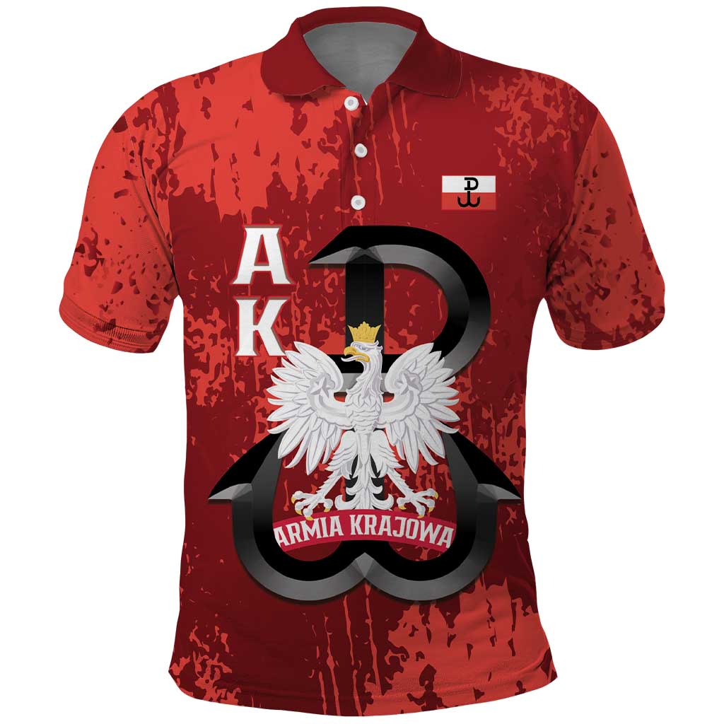 Home Army Poland Polo Shirt Armia Krajowa Kotwica Grunge Style