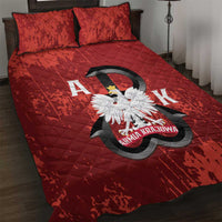 Home Army Poland Quilt Bed Set Armia Krajowa Kotwica Grunge Style