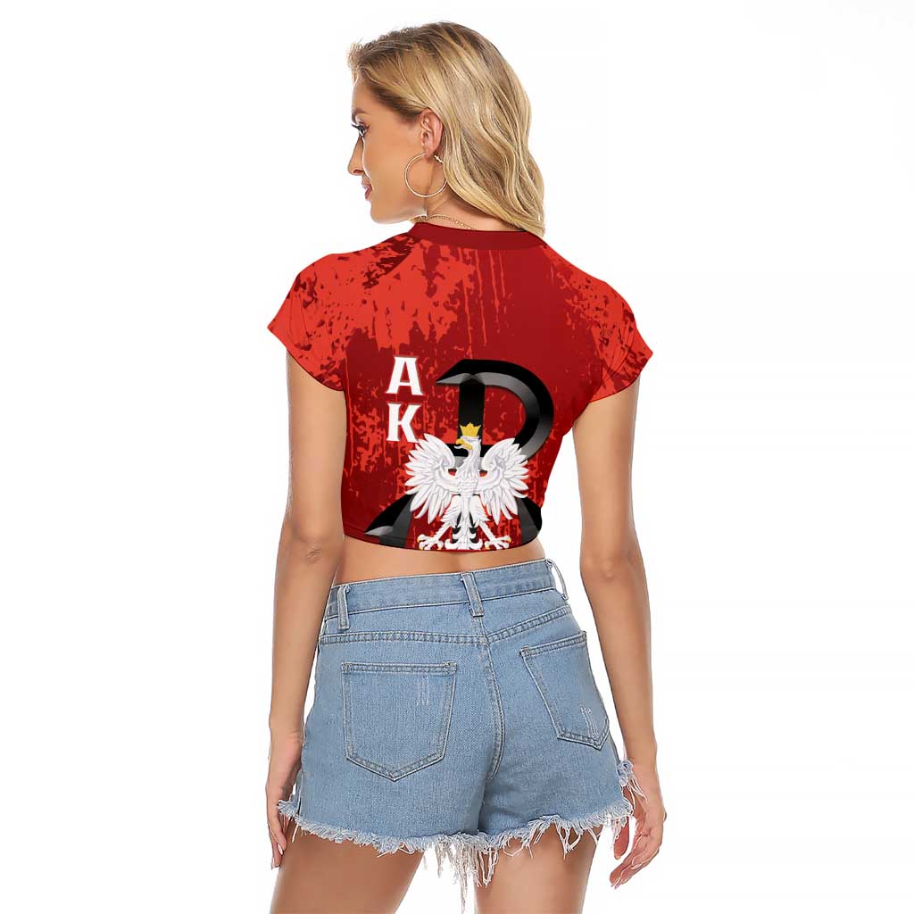 Home Army Poland Raglan Cropped T Shirt Armia Krajowa Kotwica Grunge Style