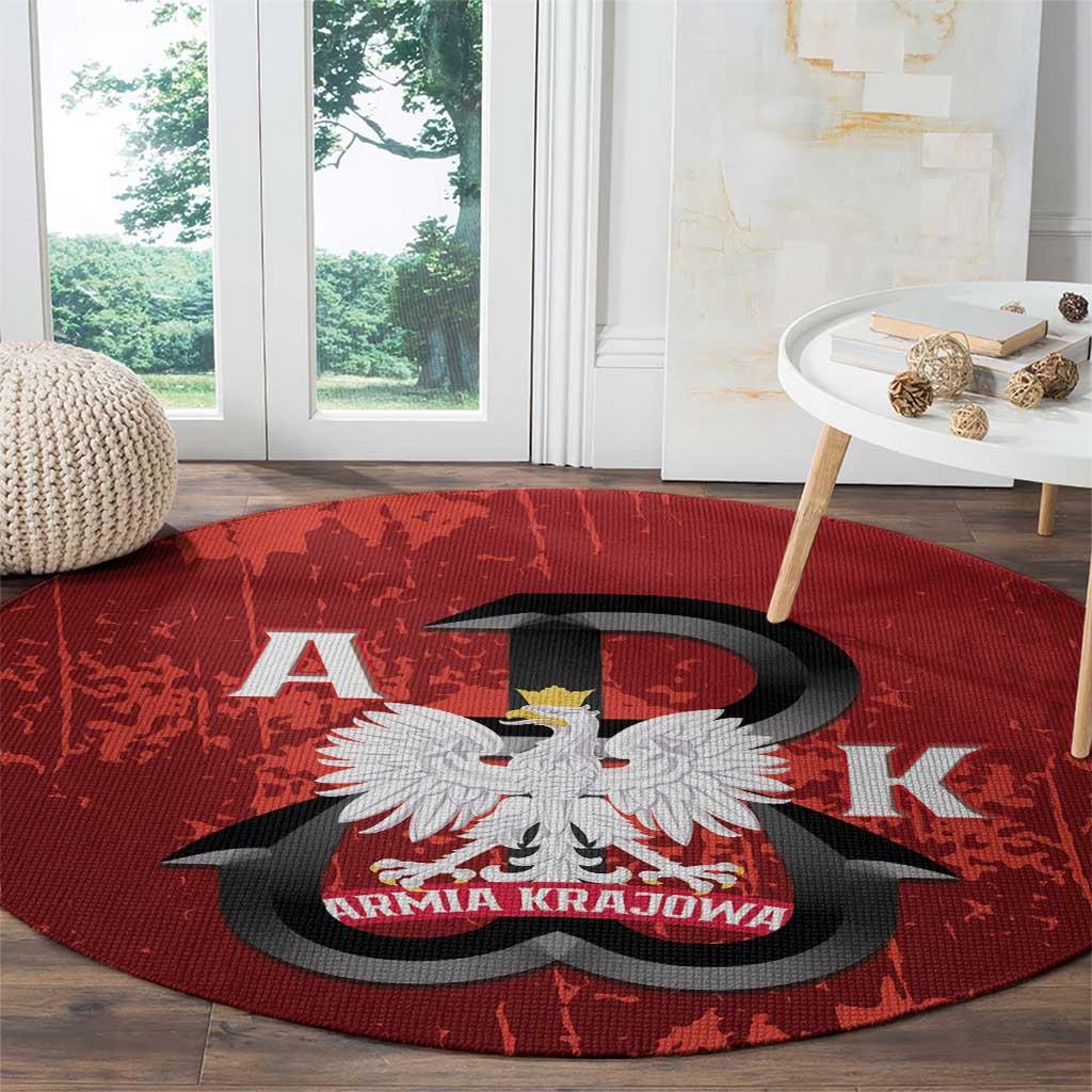 Home Army Poland Round Carpet Armia Krajowa Kotwica Grunge Style