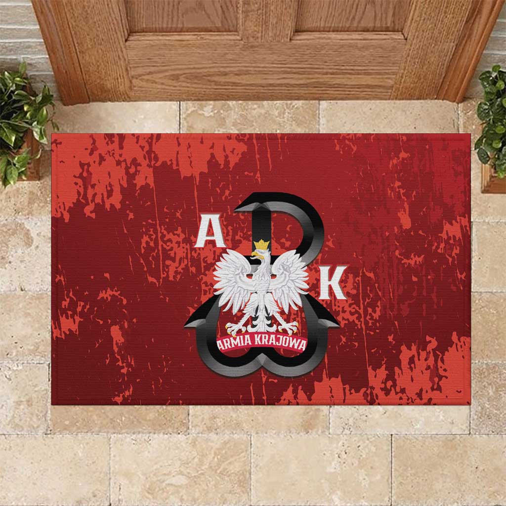 Home Army Poland Rubber Doormat Armia Krajowa Kotwica Grunge Style