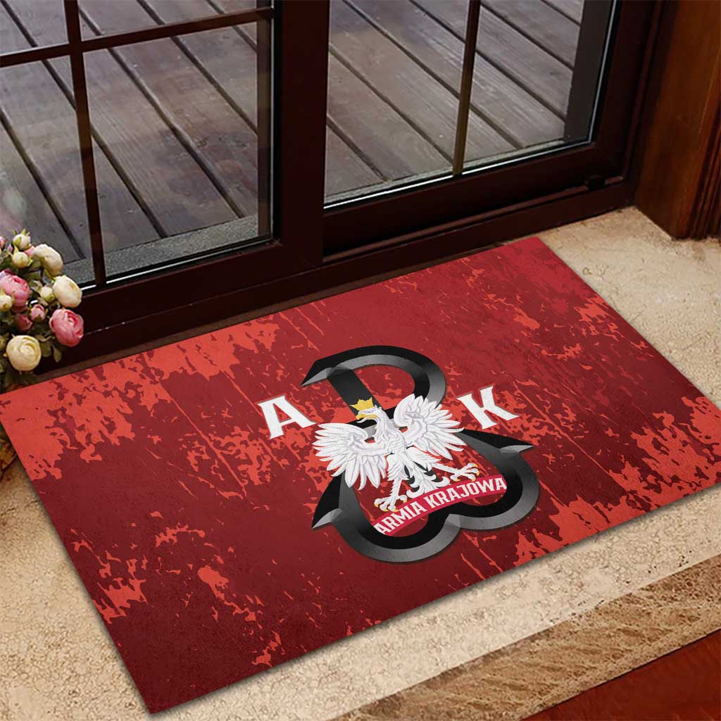 Home Army Poland Rubber Doormat Armia Krajowa Kotwica Grunge Style