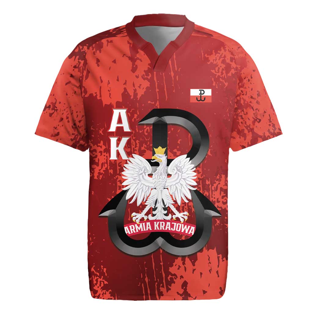 Home Army Poland Rugby Jersey Armia Krajowa Kotwica Grunge Style