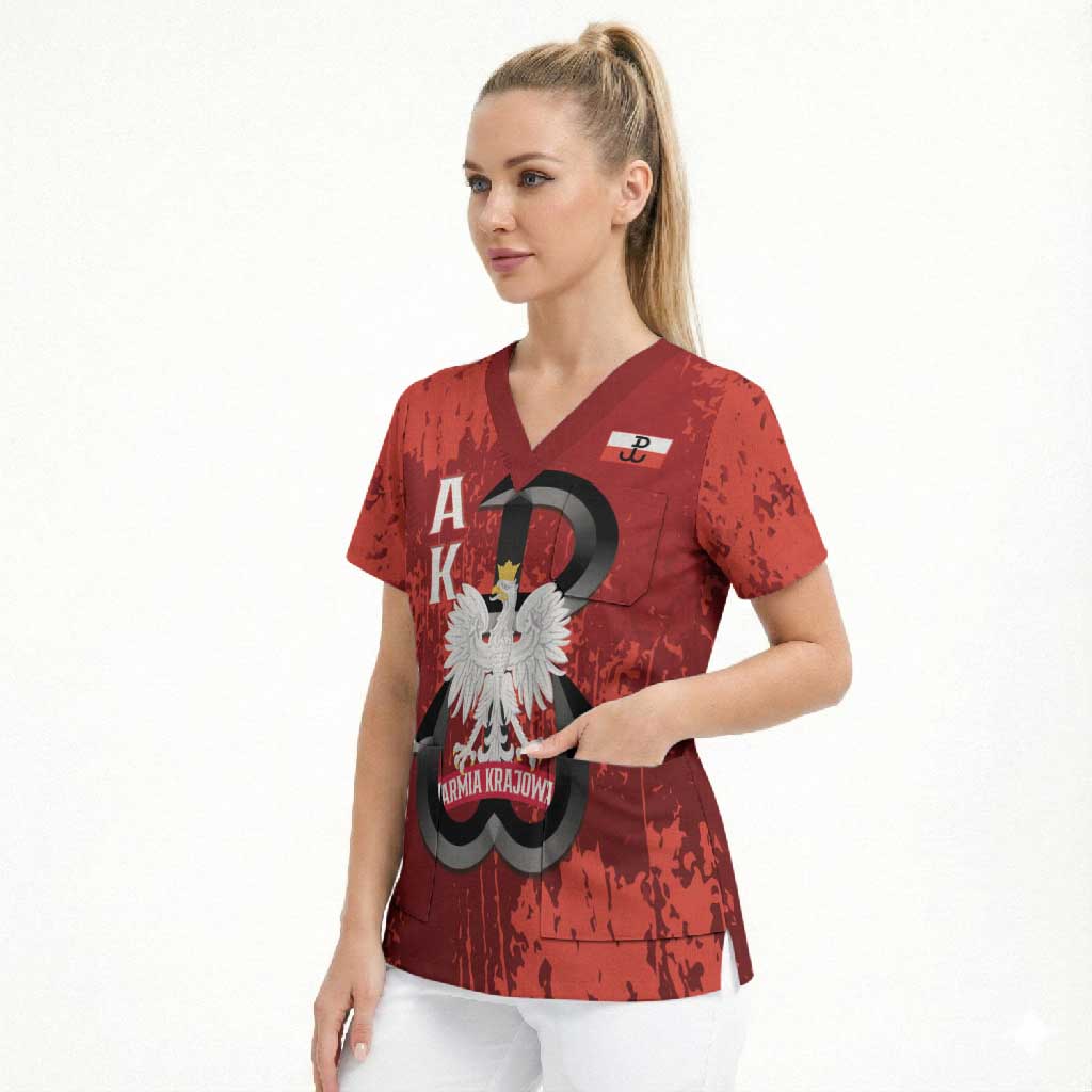 Home Army Poland Scrub Top Armia Krajowa Kotwica Grunge Style