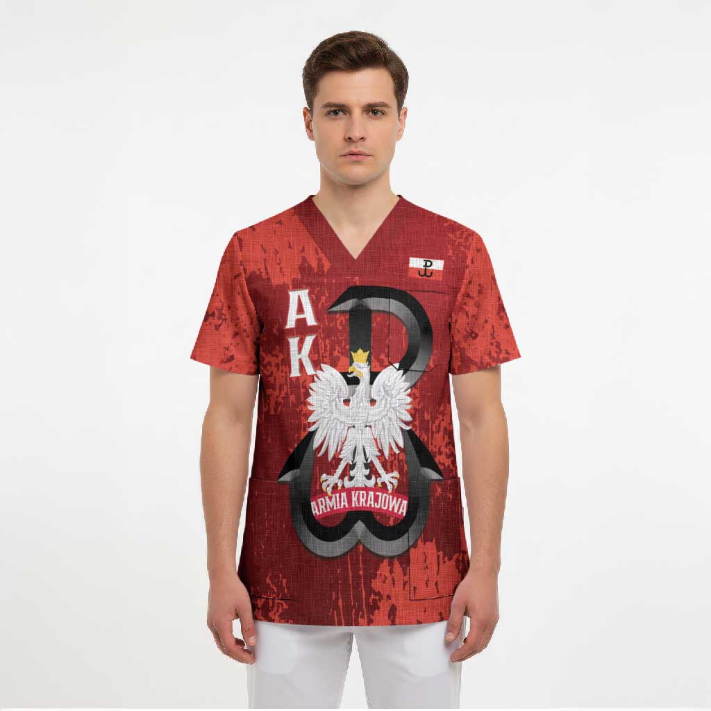 Home Army Poland Scrub Top Armia Krajowa Kotwica Grunge Style