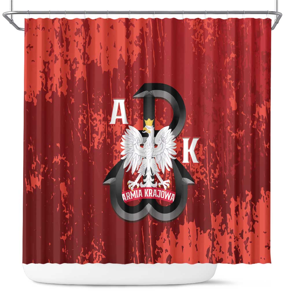 Home Army Poland Shower Curtain Armia Krajowa Kotwica Grunge Style