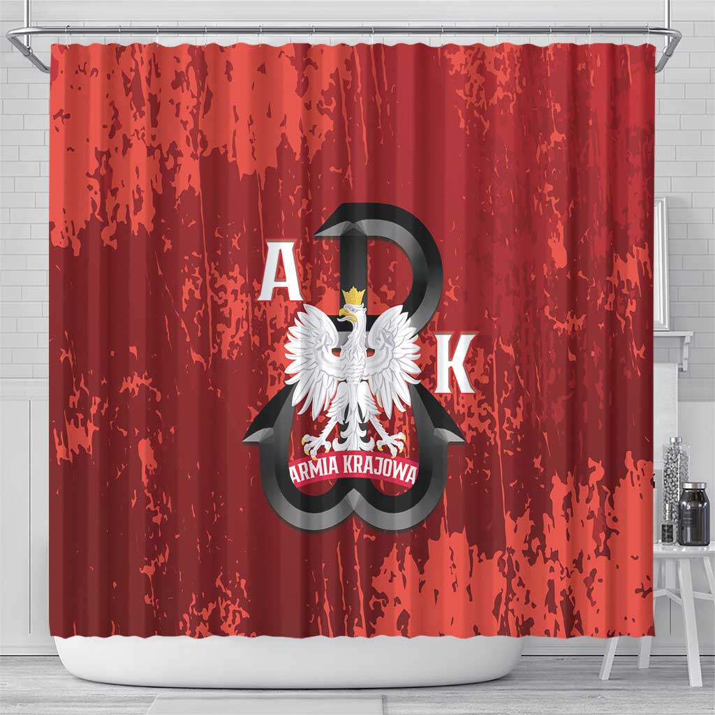 Home Army Poland Shower Curtain Armia Krajowa Kotwica Grunge Style