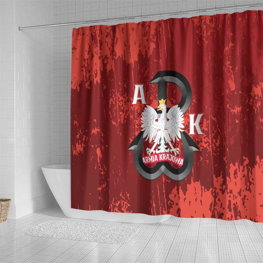 Home Army Poland Shower Curtain Armia Krajowa Kotwica Grunge Style
