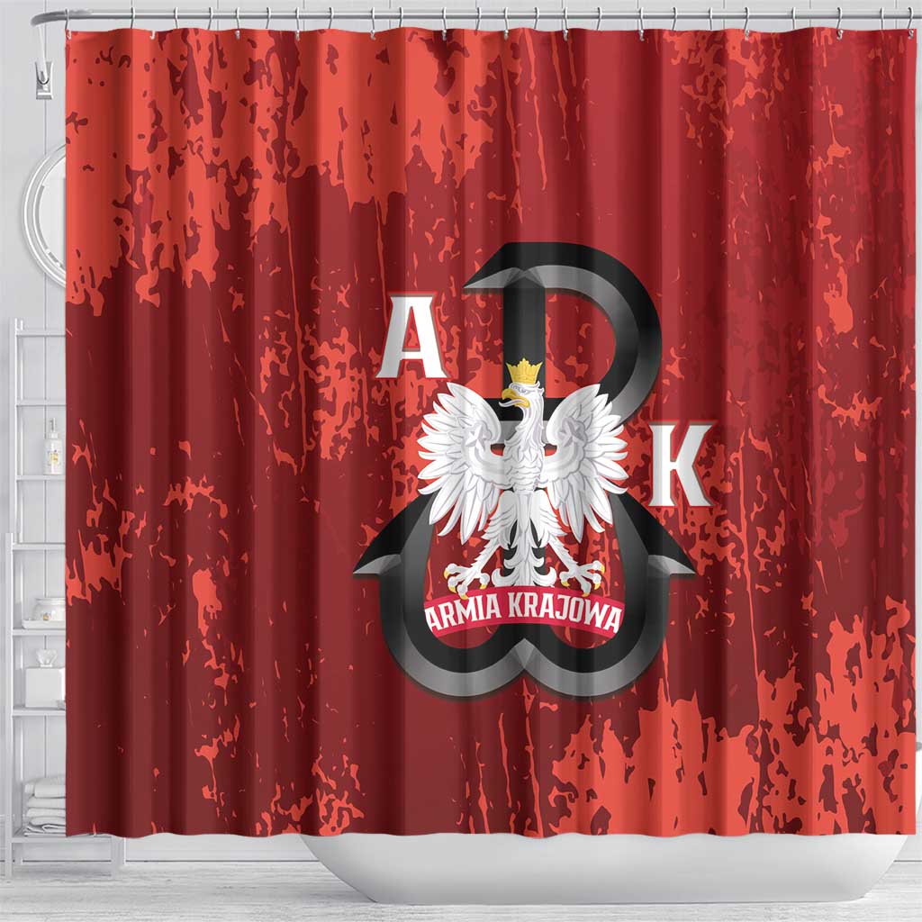 Home Army Poland Shower Curtain Armia Krajowa Kotwica Grunge Style