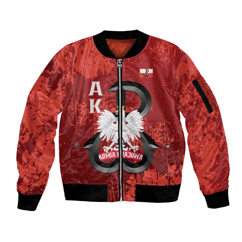 Home Army Poland Sleeve Zip Bomber Jacket Armia Krajowa Kotwica Grunge Style