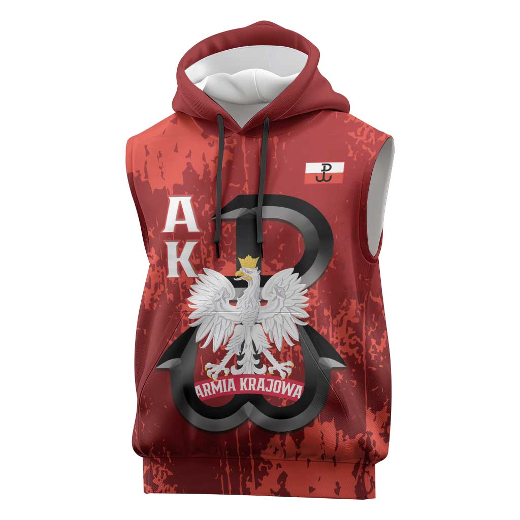 Home Army Poland Sleeveless Hoodie Armia Krajowa Kotwica Grunge Style