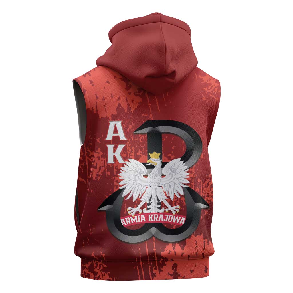 Home Army Poland Sleeveless Hoodie Armia Krajowa Kotwica Grunge Style