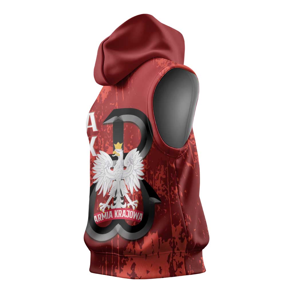 Home Army Poland Sleeveless Hoodie Armia Krajowa Kotwica Grunge Style