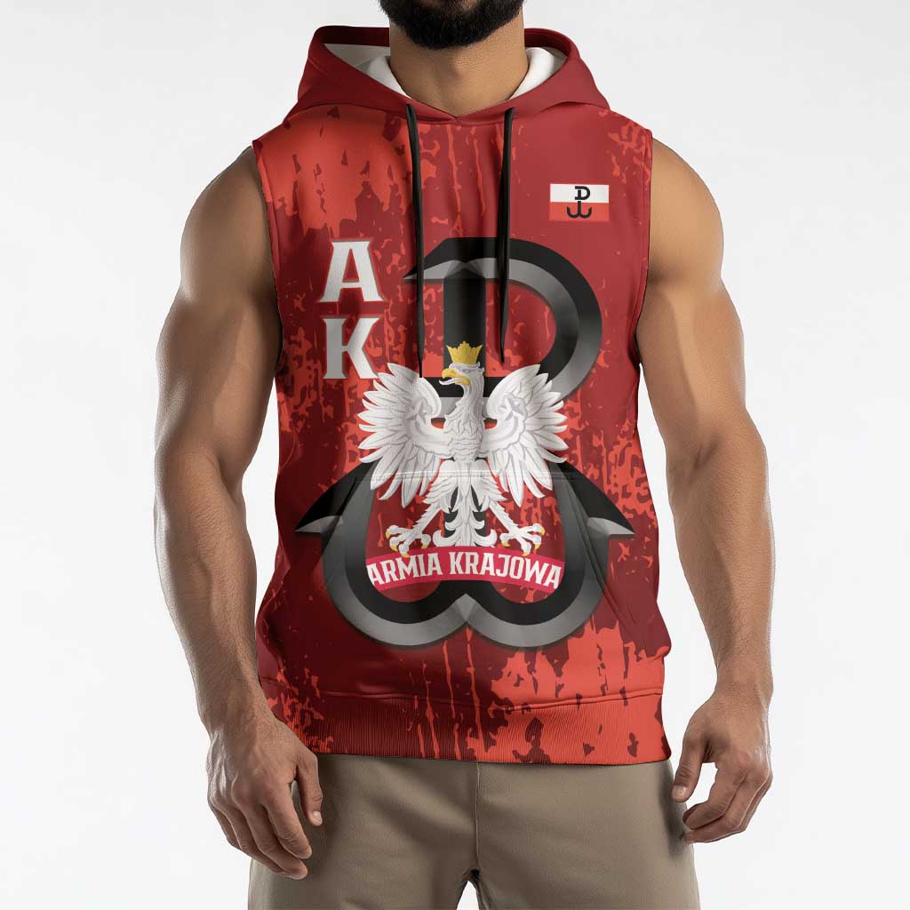 Home Army Poland Sleeveless Hoodie Armia Krajowa Kotwica Grunge Style