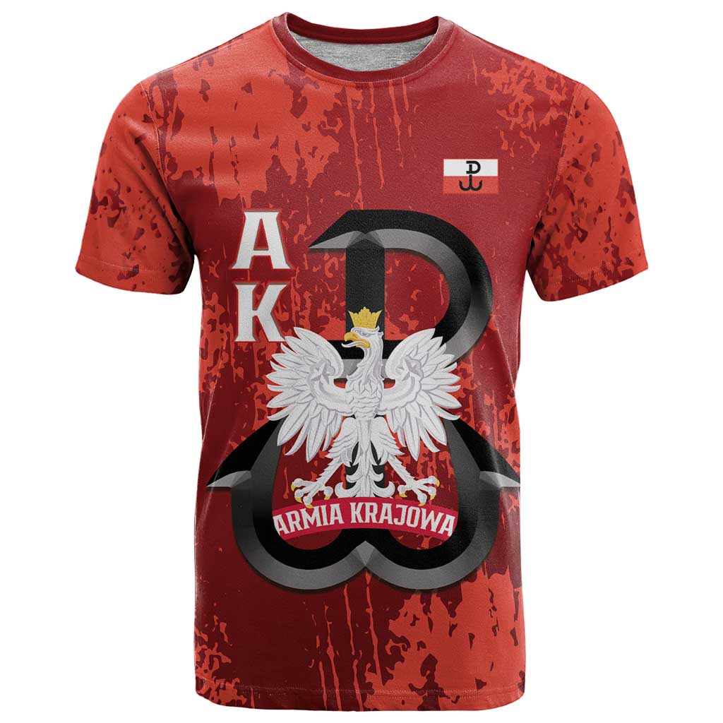 Home Army Poland T Shirt Armia Krajowa Kotwica Grunge Style