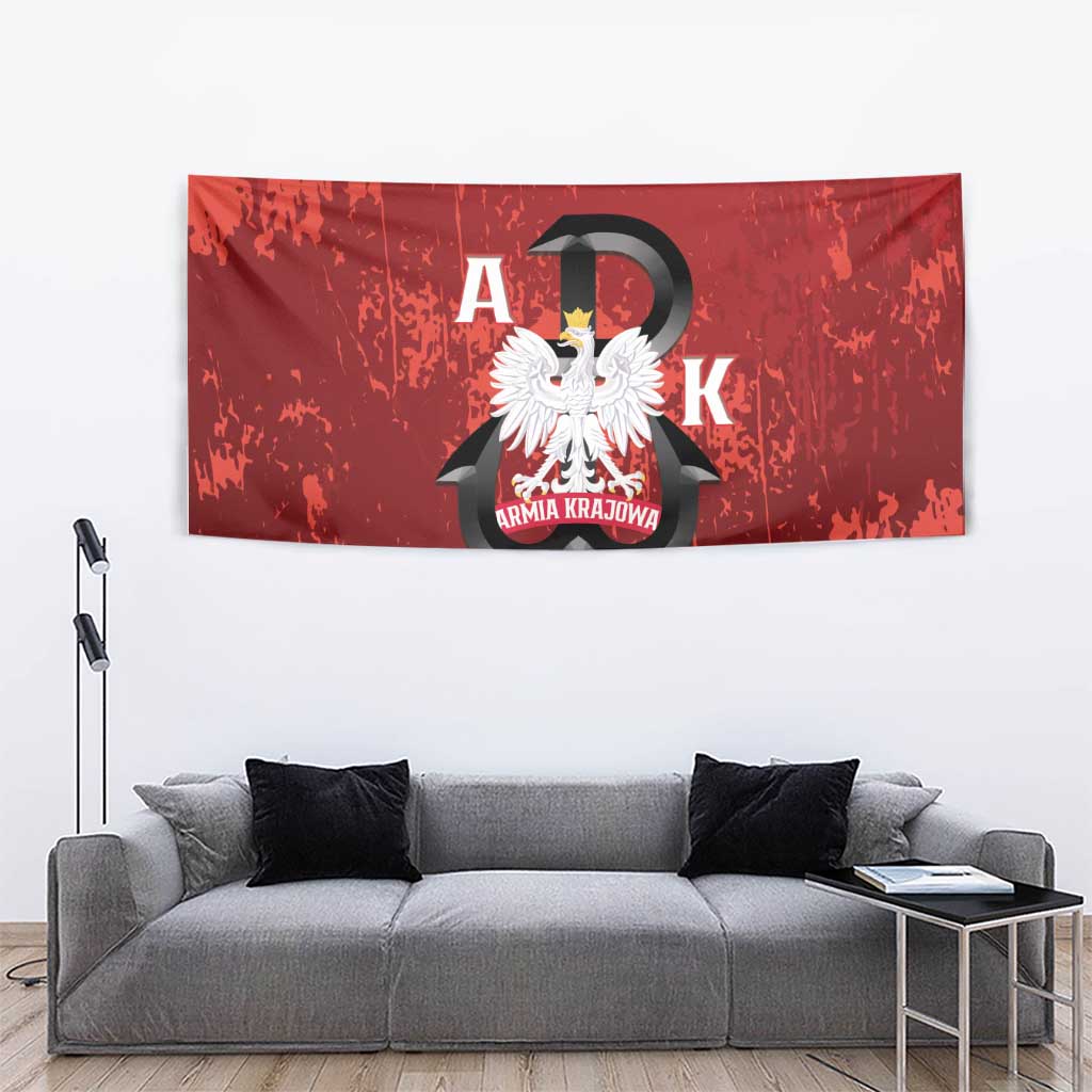 Home Army Poland Tapestry Armia Krajowa Kotwica Grunge Style