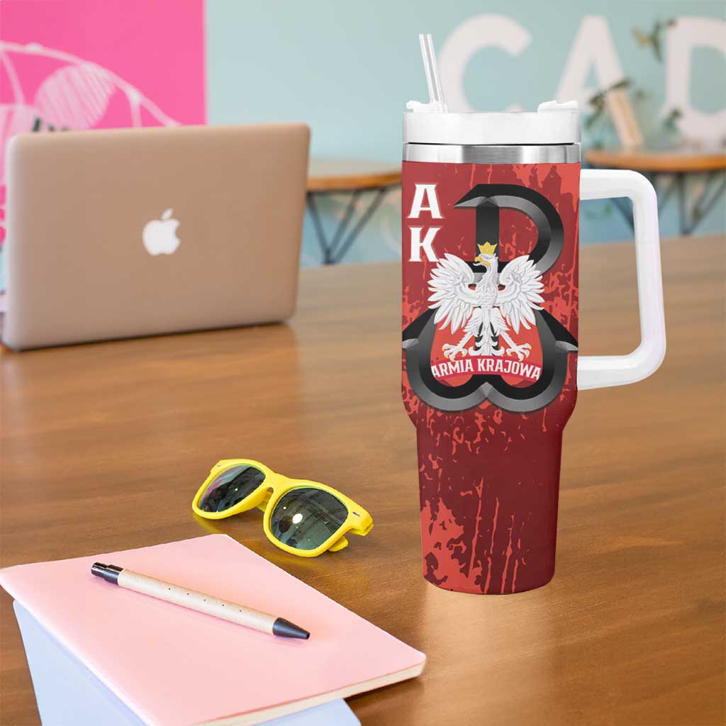 Home Army Poland Tumbler With Handle Armia Krajowa Kotwica Grunge Style