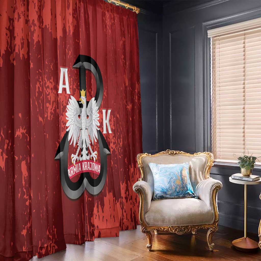 Home Army Poland Window Curtain Armia Krajowa Kotwica Grunge Style