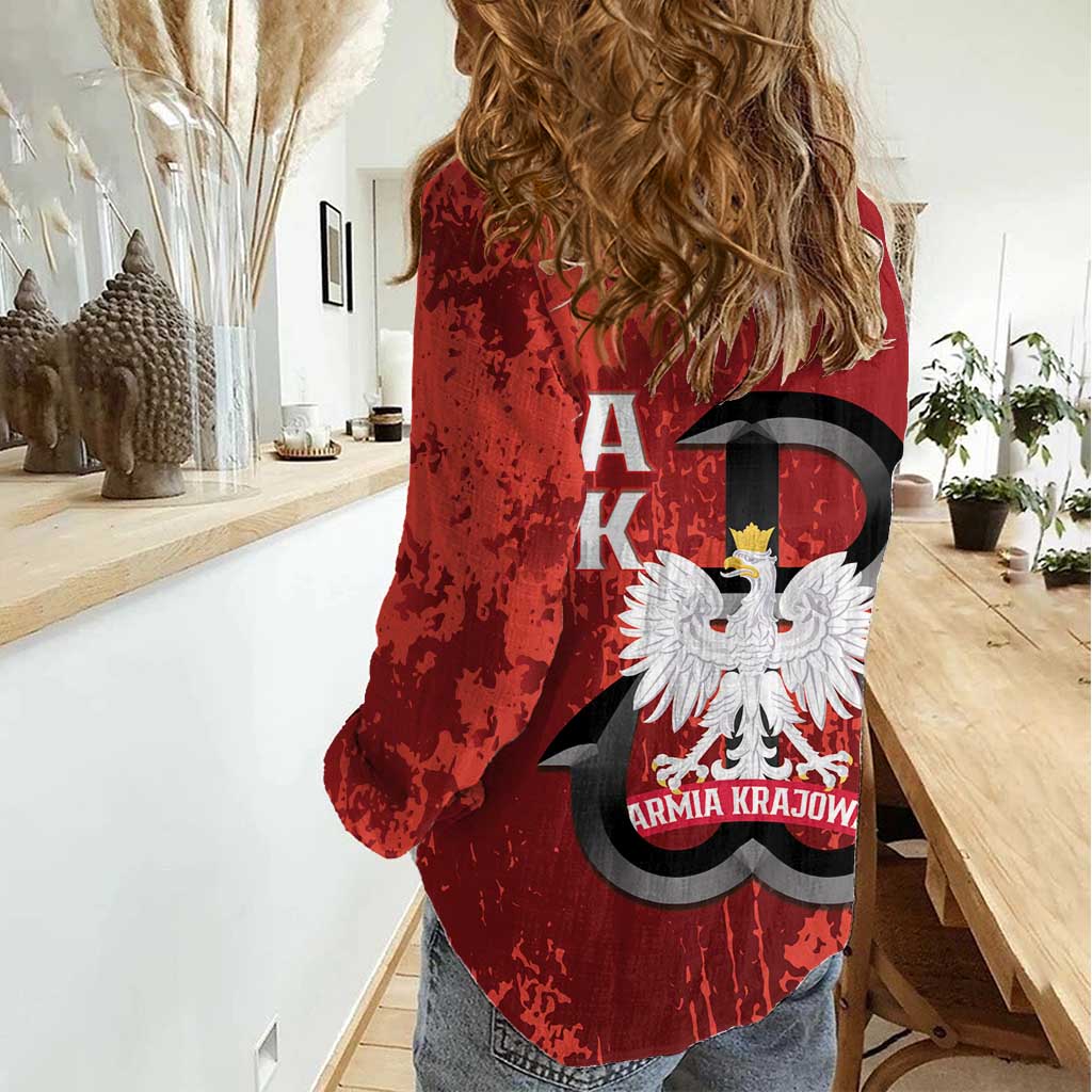 Home Army Poland Women Casual Shirt Armia Krajowa Kotwica Grunge Style