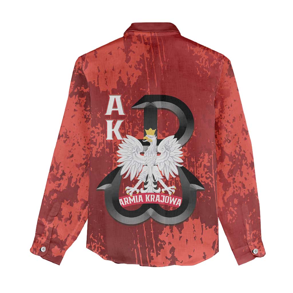 Home Army Poland Women Casual Shirt Armia Krajowa Kotwica Grunge Style