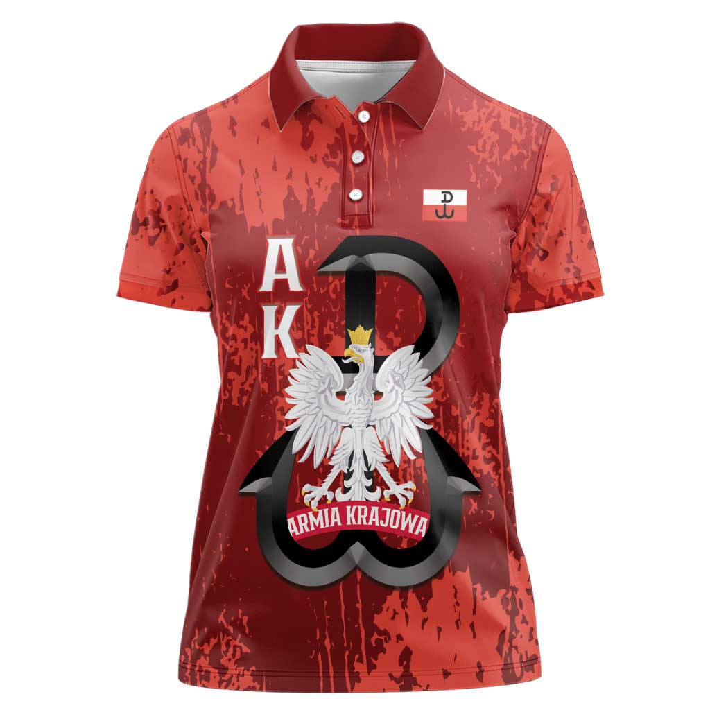 Home Army Poland Women Polo Shirt Armia Krajowa Kotwica Grunge Style
