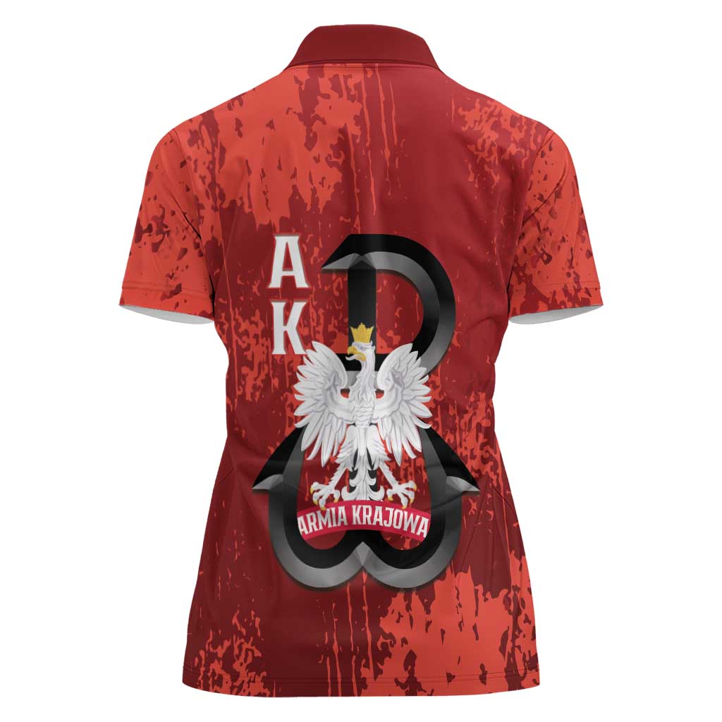 Home Army Poland Women Polo Shirt Armia Krajowa Kotwica Grunge Style