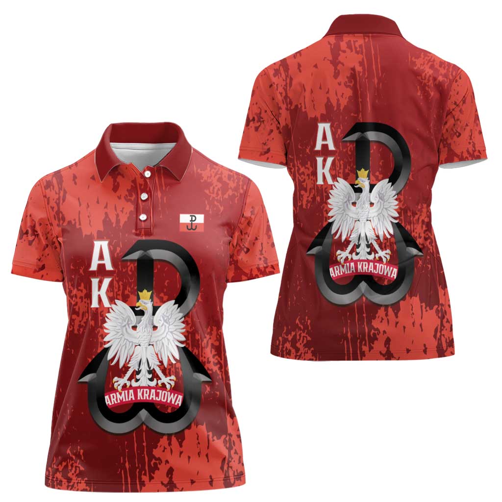 Home Army Poland Women Polo Shirt Armia Krajowa Kotwica Grunge Style