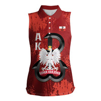 Home Army Poland Women Sleeveless Polo Shirt Armia Krajowa Kotwica Grunge Style