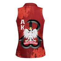 Home Army Poland Women Sleeveless Polo Shirt Armia Krajowa Kotwica Grunge Style