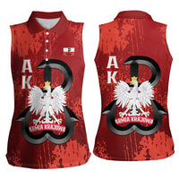Home Army Poland Women Sleeveless Polo Shirt Armia Krajowa Kotwica Grunge Style