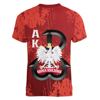 Home Army Poland Women V-Neck T-Shirt Armia Krajowa Kotwica Grunge Style