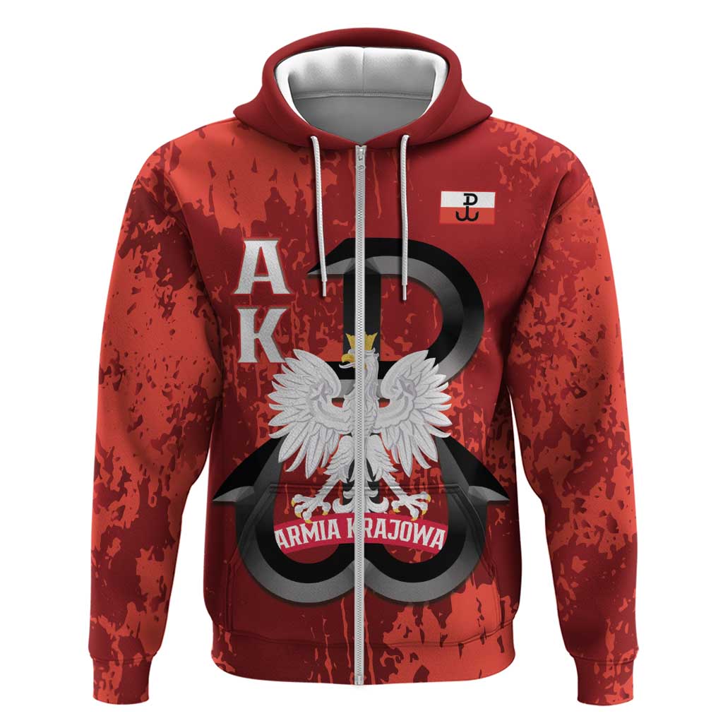 Home Army Poland Zip Hoodie Armia Krajowa Kotwica Grunge Style
