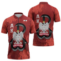 Home Army Poland Zipper Polo Shirt Armia Krajowa Kotwica Grunge Style