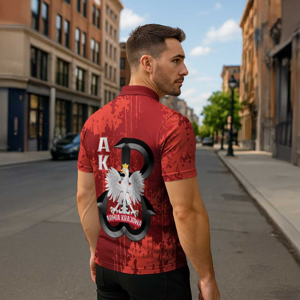Home Army Poland Zipper Polo Shirt Armia Krajowa Kotwica Grunge Style