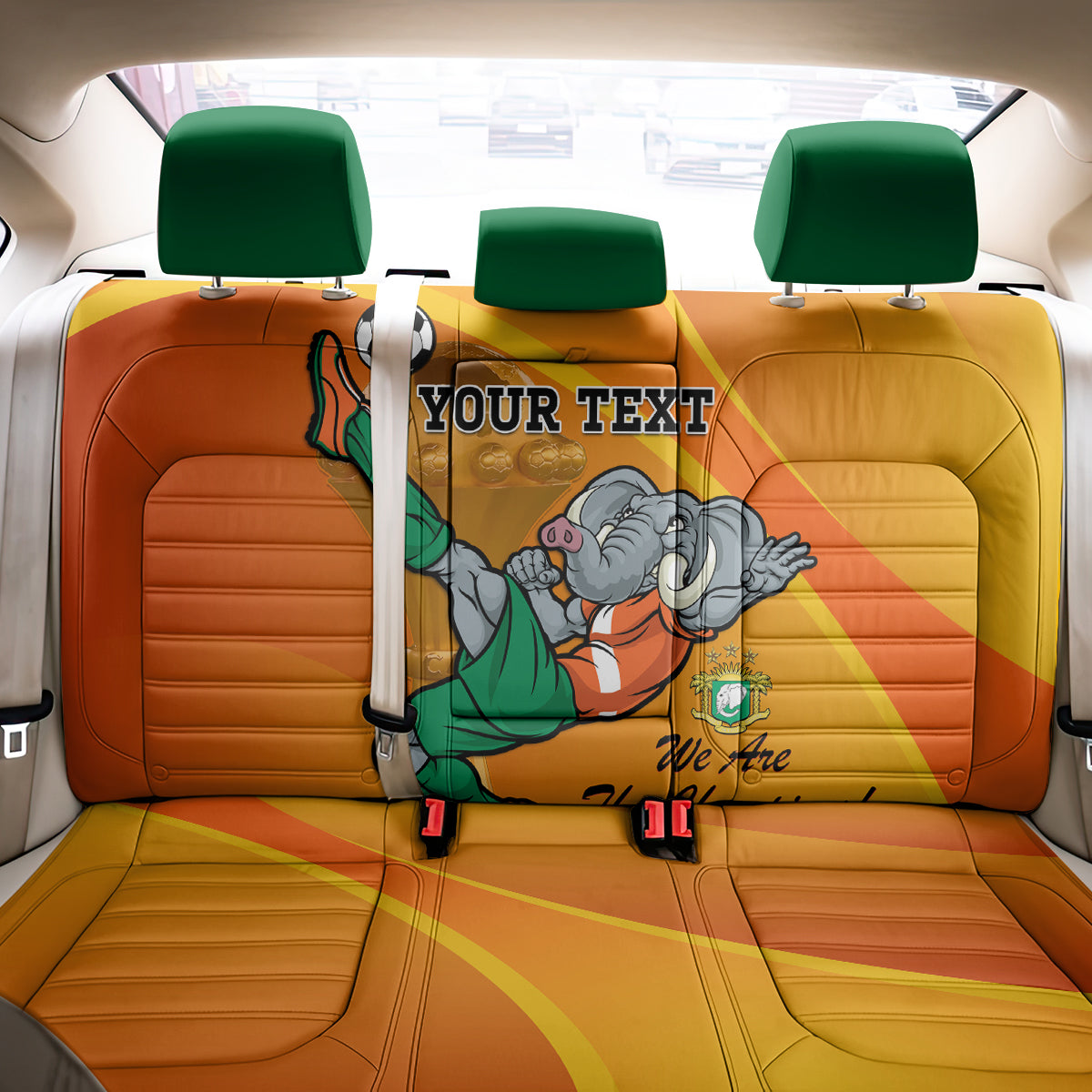 Custom Ivory Coast Football Back Car Seat Cover 2024 Mascot With Champions Trophy - Wonder Print Shop