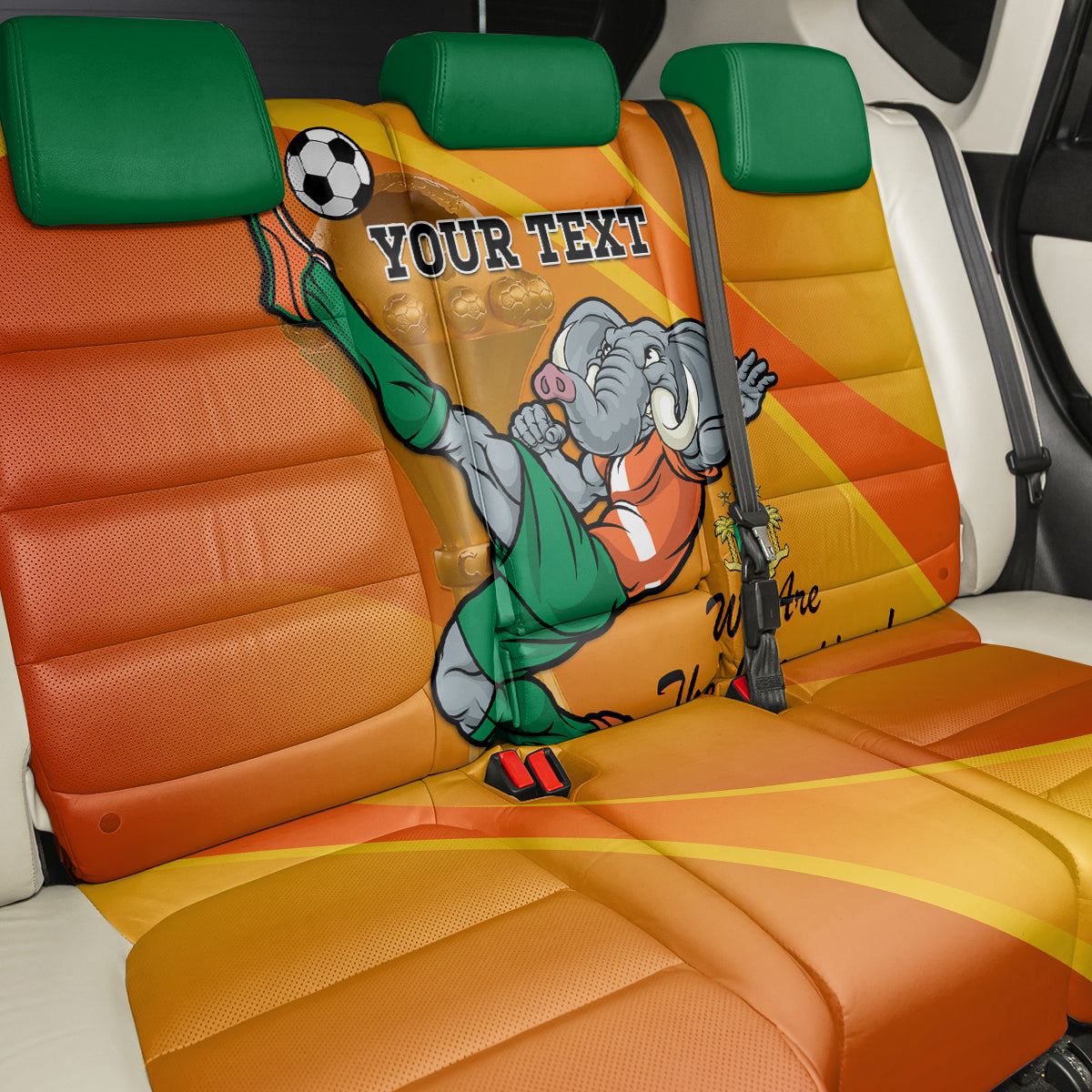 Custom Ivory Coast Football Back Car Seat Cover 2024 Mascot With Champions Trophy - Wonder Print Shop