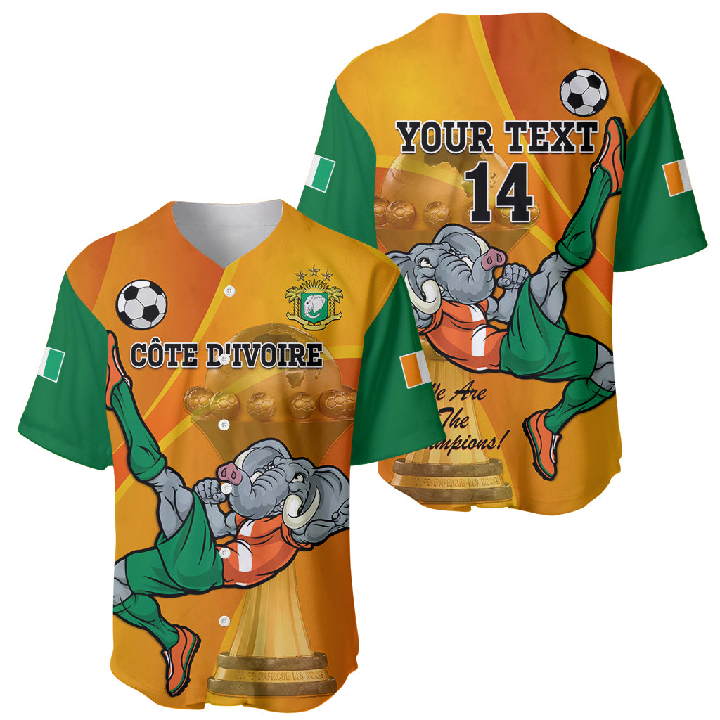 Custom Ivory Coast Football Baseball Jersey 2024 Mascot With Champions Trophy - Wonder Print Shop