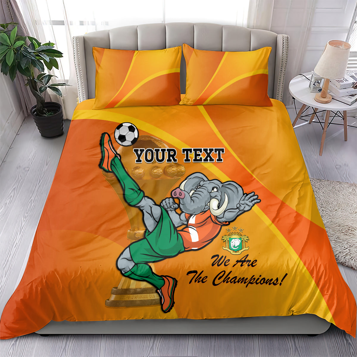 Custom Ivory Coast Football Bedding Set 2024 Mascot With Champions Trophy - Wonder Print Shop